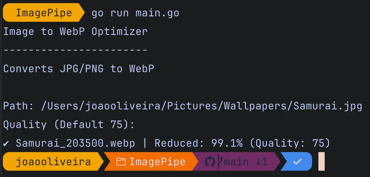 Programa rodando no terminal