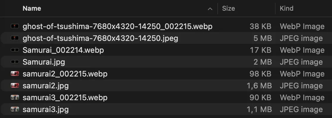 Exemplo de imagens convertidas
